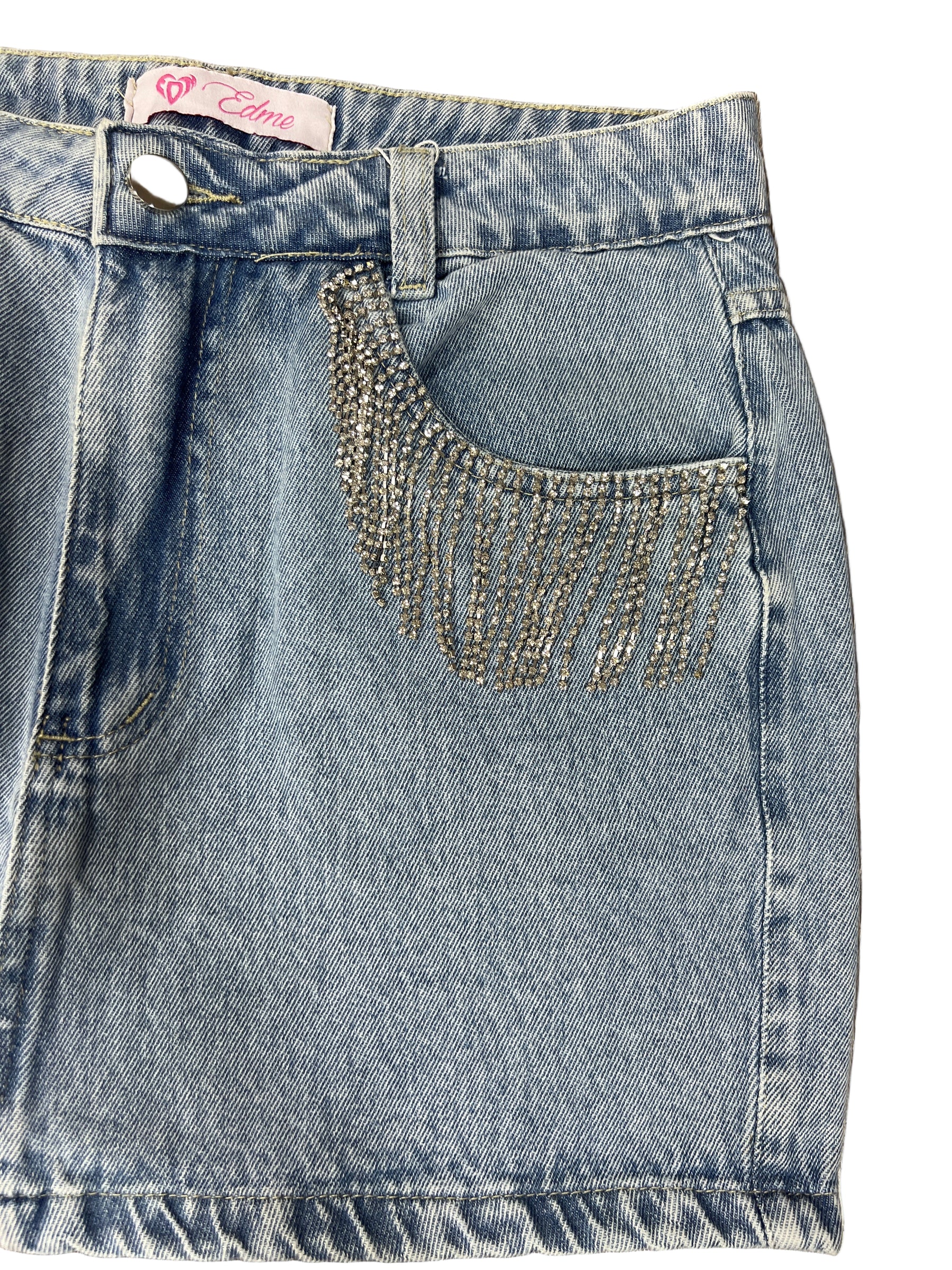 Saia Edme Strass Jeans 8237