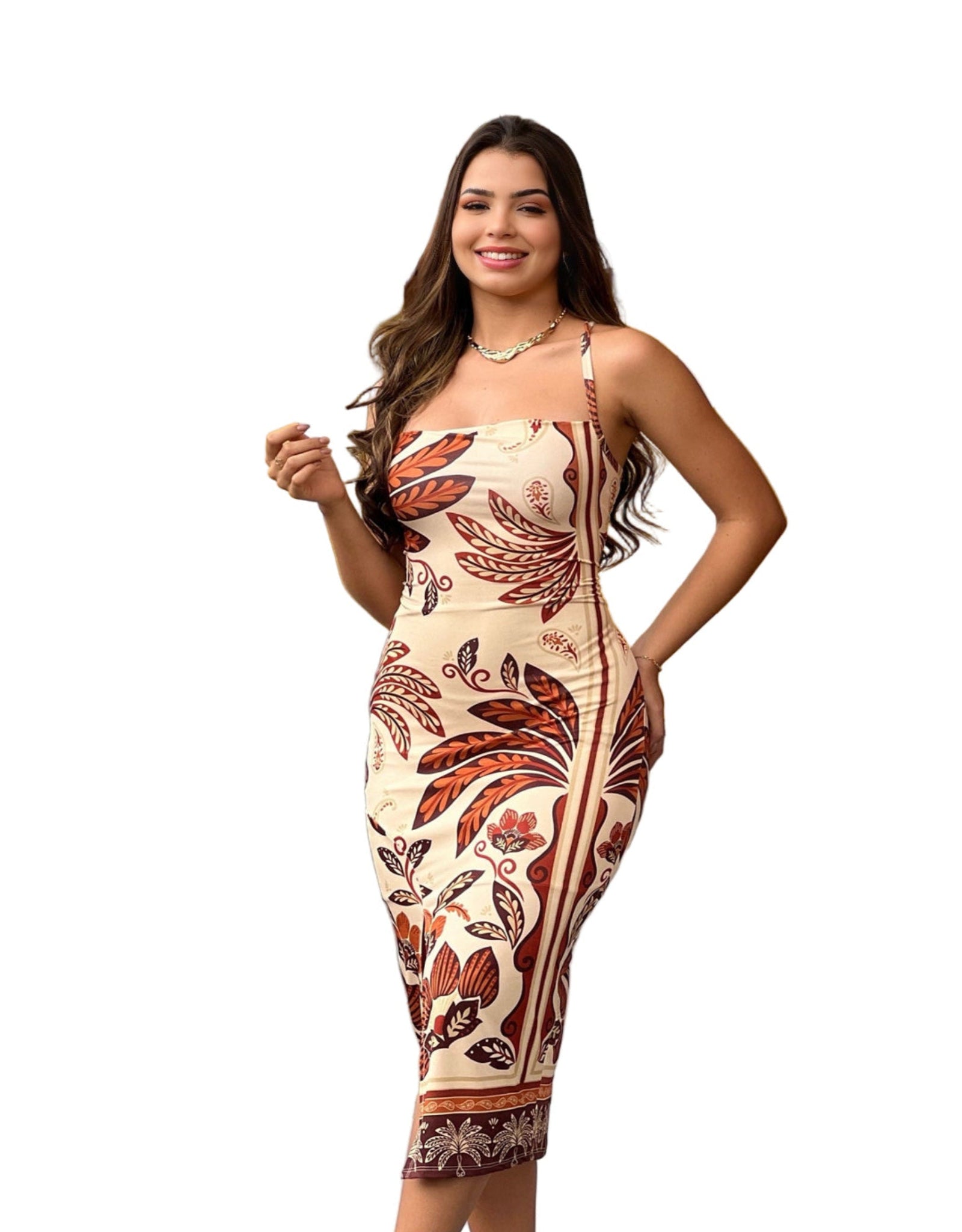 Vestido Fluit Midi com Amarração nas Costas