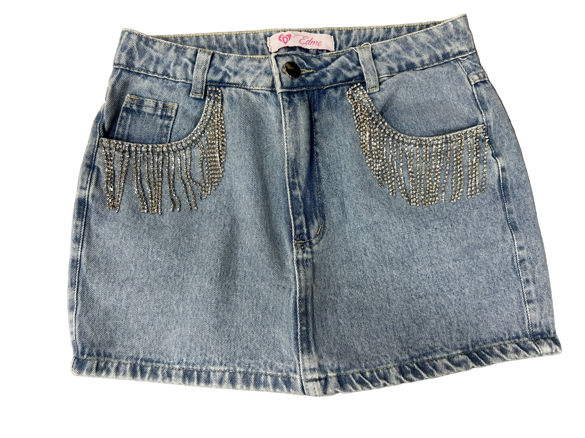 Saia Edme Strass Jeans 8237