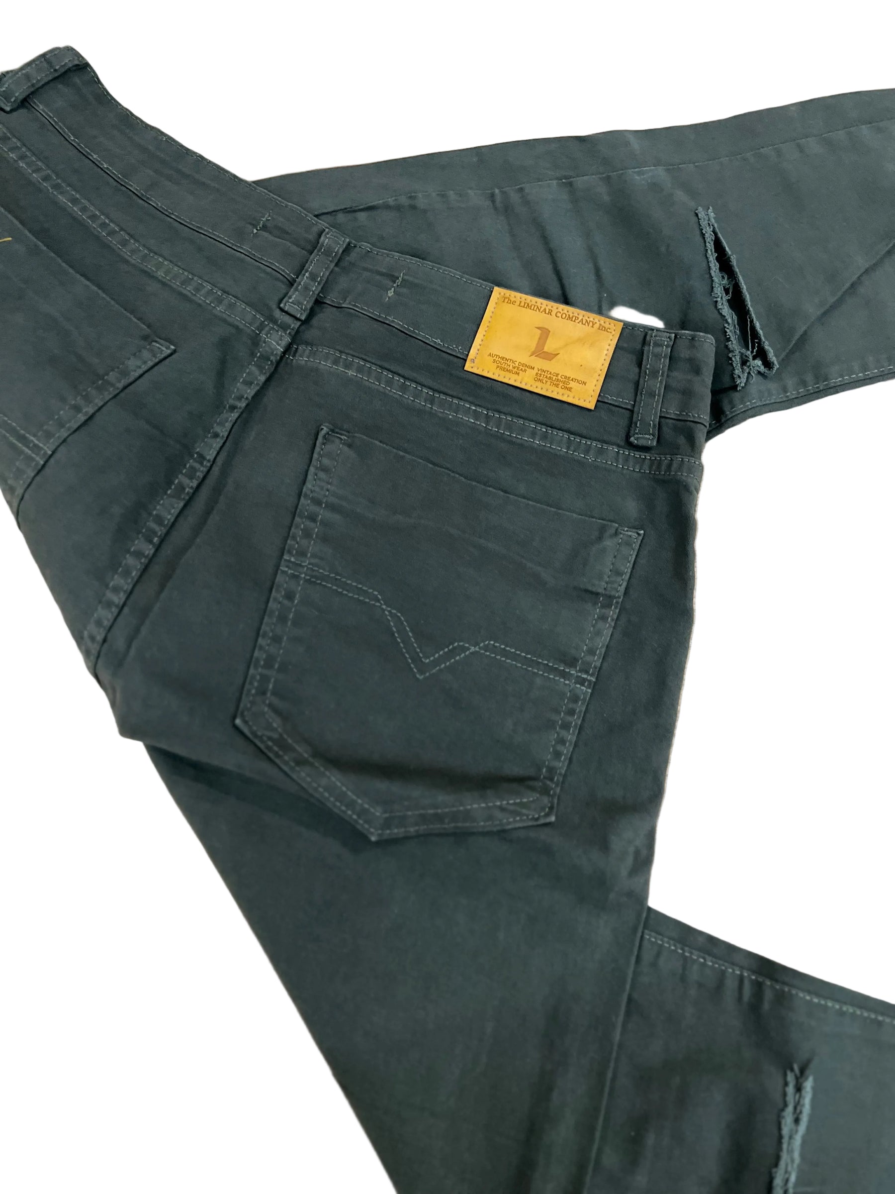 Calça Liminar Jeans Rasgado Verde Musgo 9485