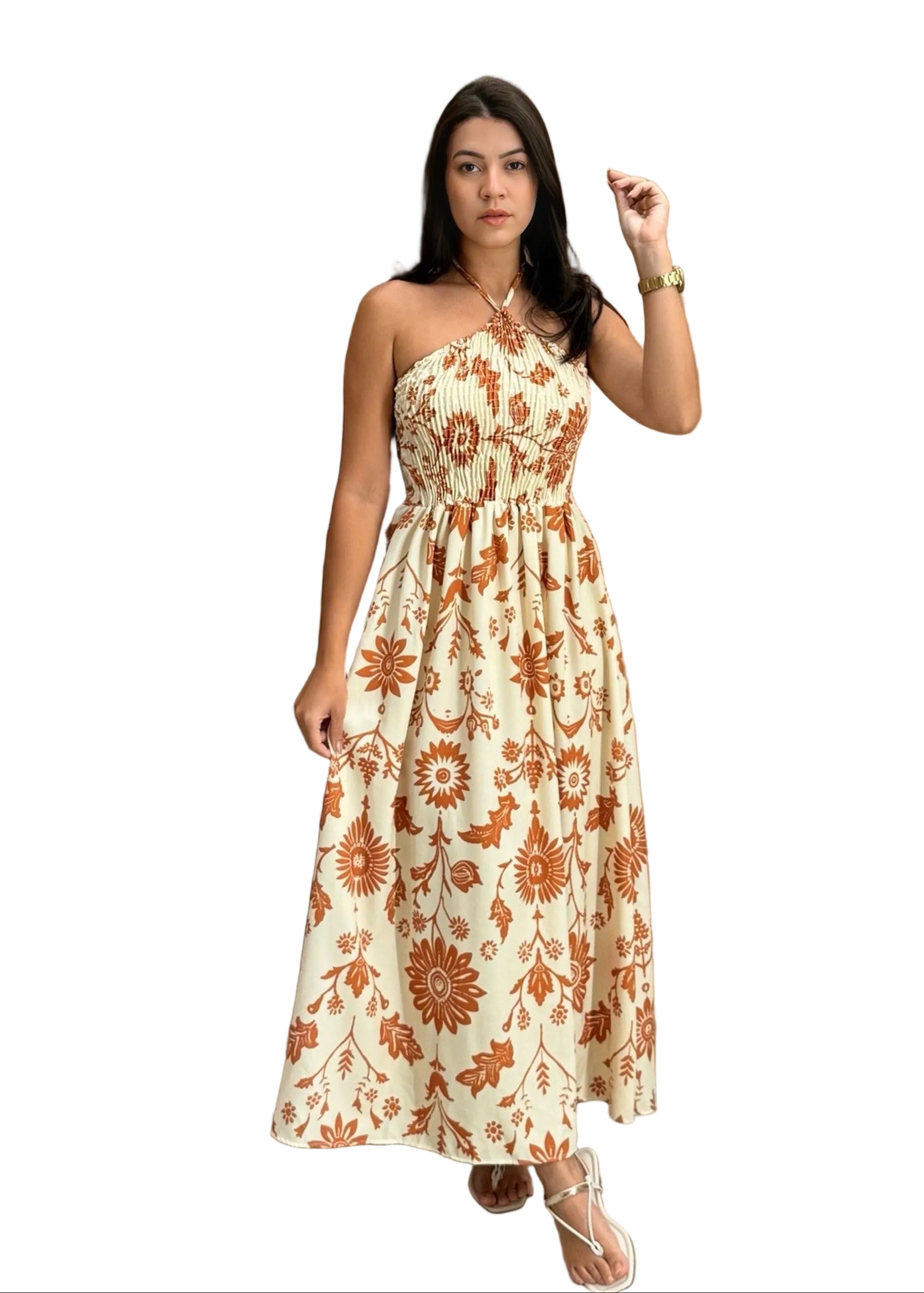 Vestido Flora Amarração Pescoço