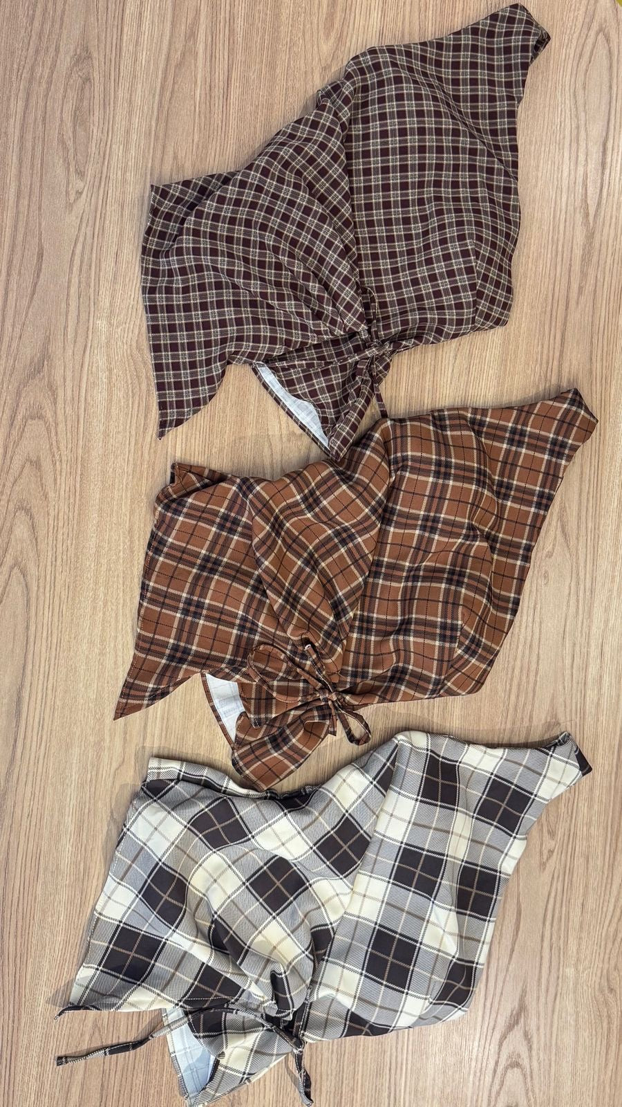 Blusa xadrez alça única
