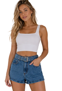 Short Dislow Cinto Tecido Jeans 8521