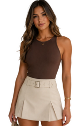 Short Saia Plissado Fivela