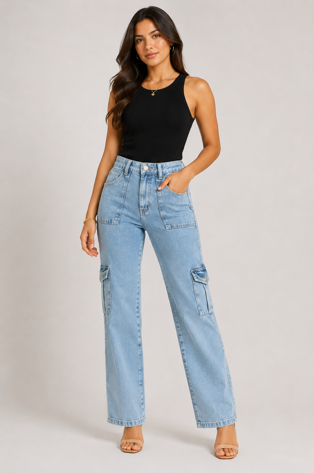 Calça Wide Leg Cargo