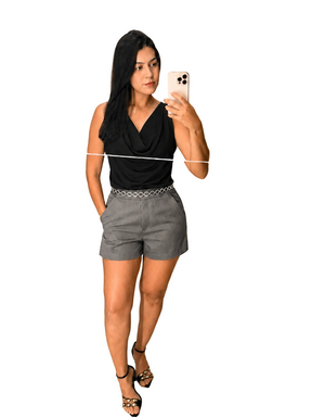 Short Mom Alfaiataria Botão