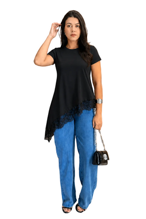 Blusa renda manga curta