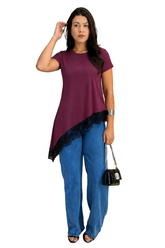 Blusa renda manga curta