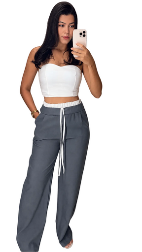Conj. Calça Cintura dupla Bicolor