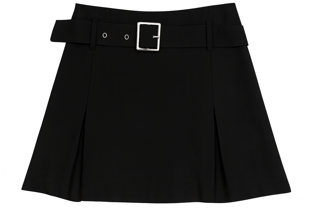 Short Saia Plissado Fivela