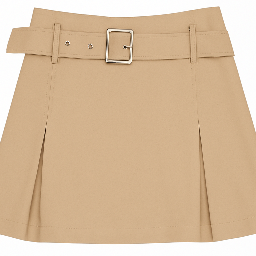 Short Saia Plissado Fivela