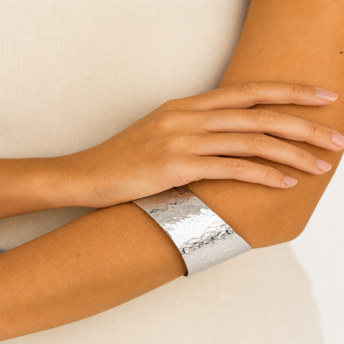 Bracelete Aço Inoxidável Textura Minimalista 10353
