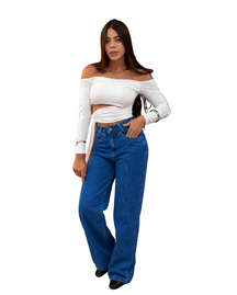 Wide Leg Sabrre Botão Marrom