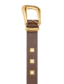 Cinto feminino fivela média dourada c/quadrado