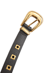 Cinto feminino fivela média dourada c/quadrado