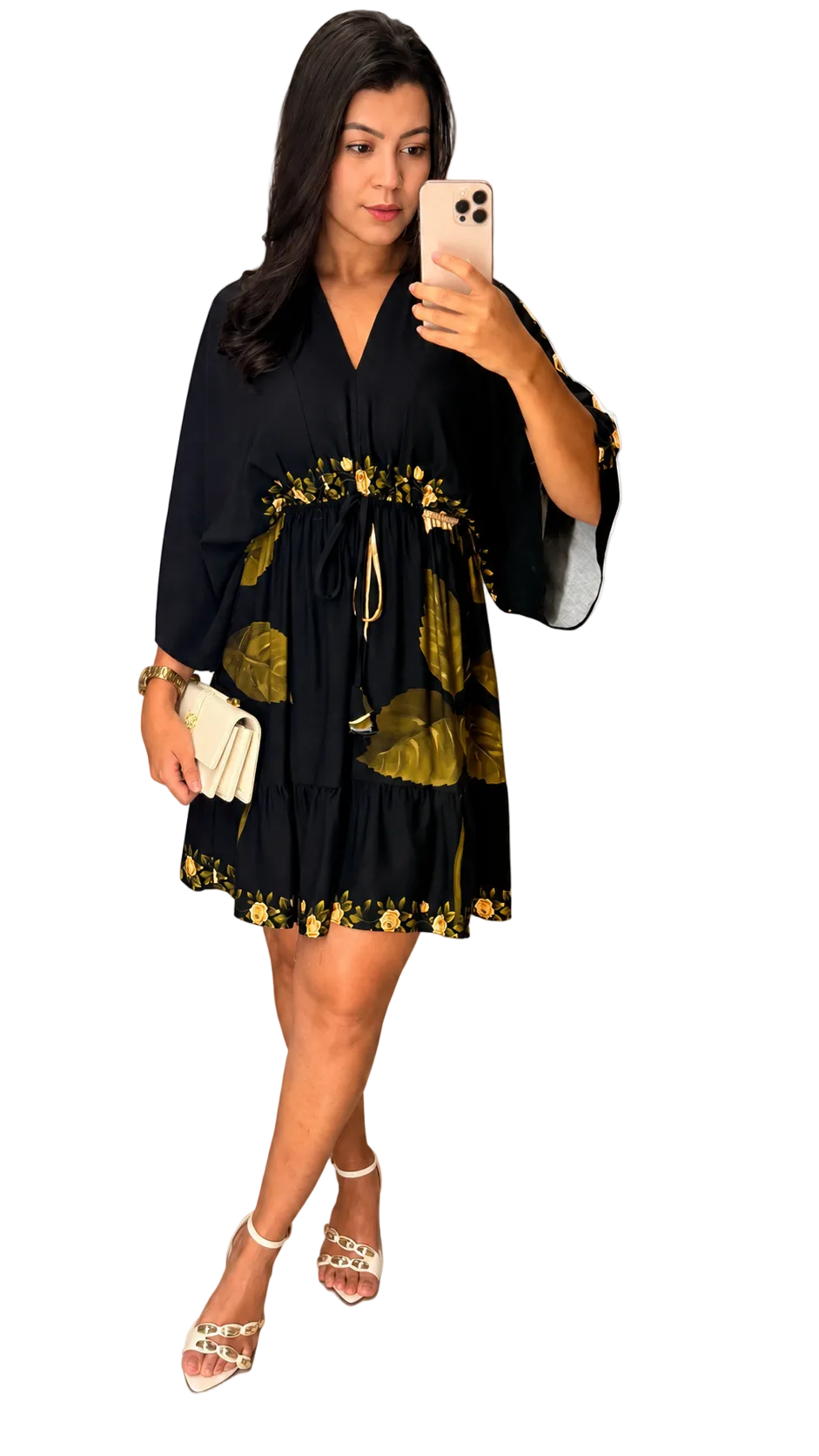 Vestido Curto Fluido Estampado
