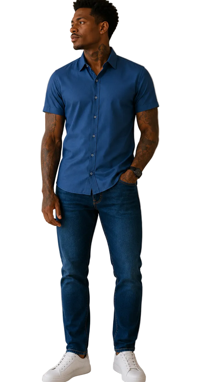 Camisa Social Masc Manga Curta Lycra 10723