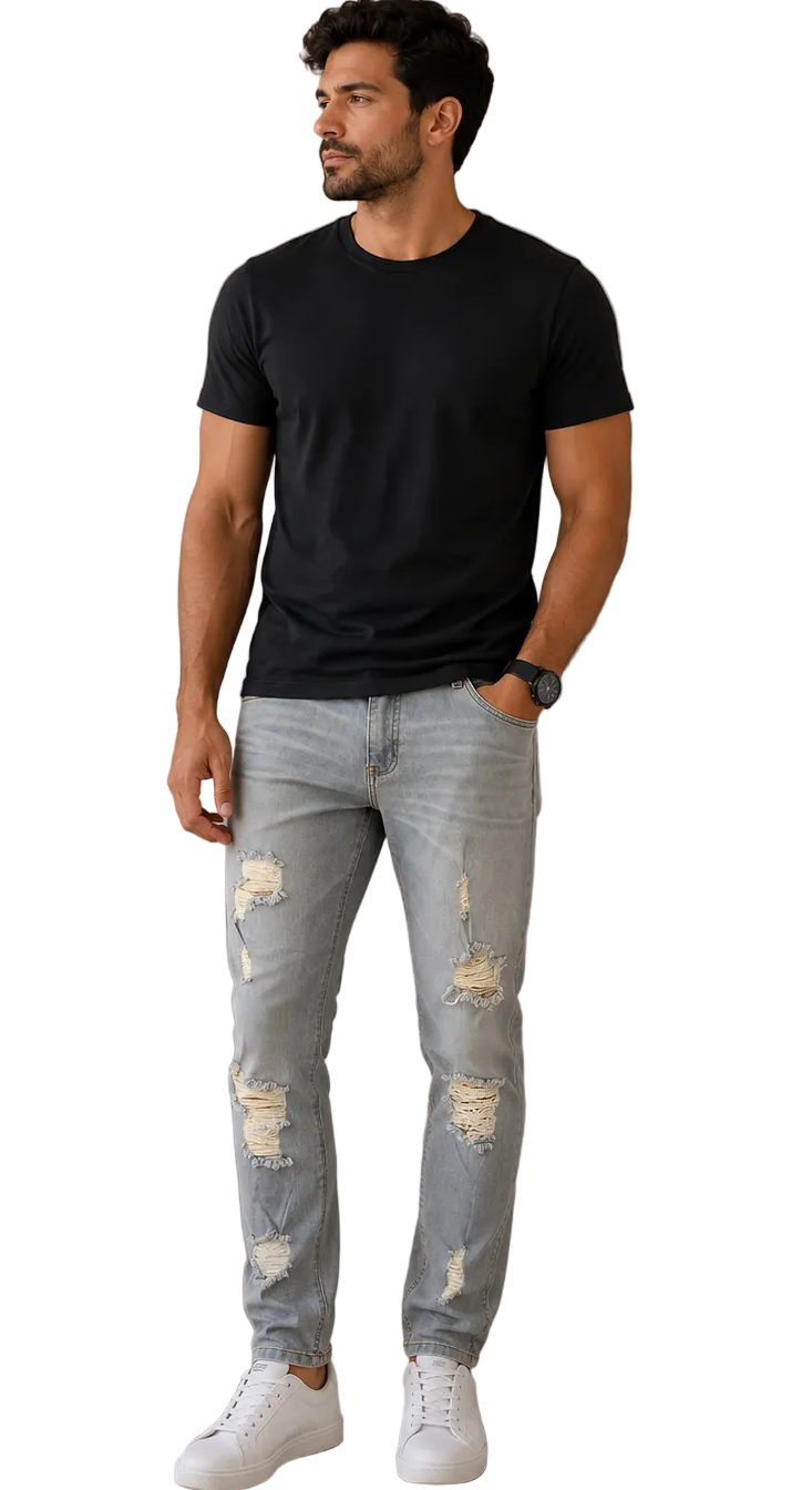 Calça Liminar Destroyed Jeans Masc 955