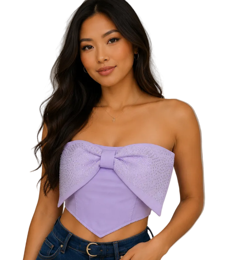 Cropped Strass Laço