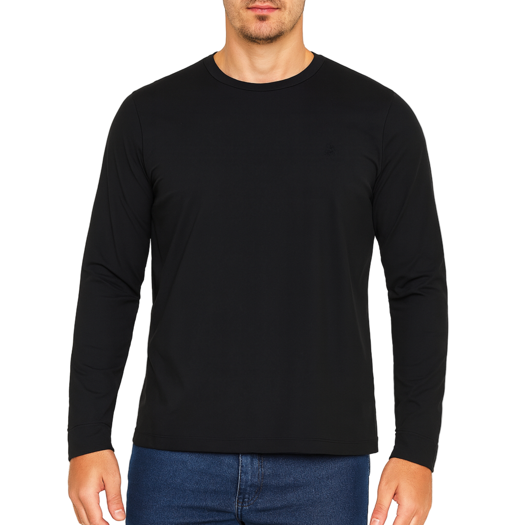 Camisa Preta Manga Longa Fashion Polo