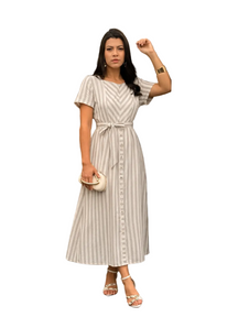 Vestido Linho M/C Botões