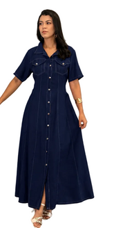 Vestido M/C longo botões