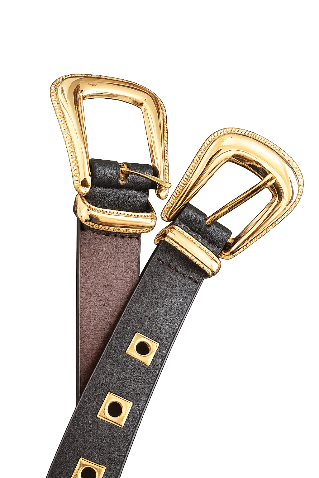 Cinto feminino fivela média dourada c/quadrado