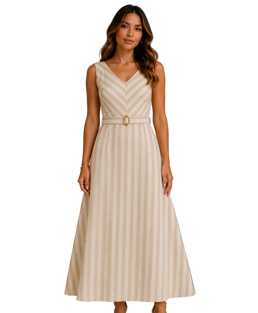 Vestido Linho Listrado