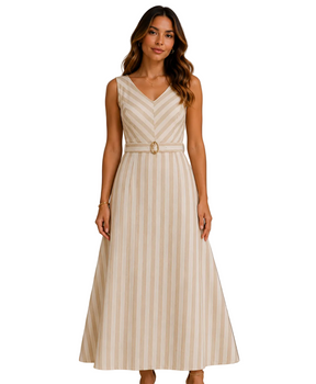 Vestido Linho Listrado