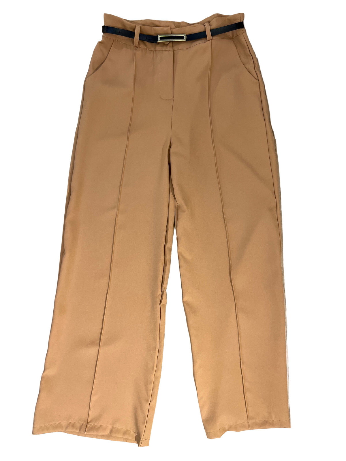 Calça Pantalona Botão e Zíper Alfaiataria