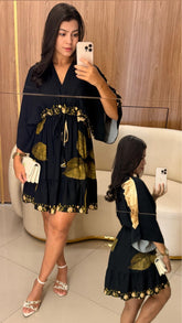 Vestido Curto Fluido Estampado