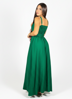 Vestido Longo Bicolor Cinto