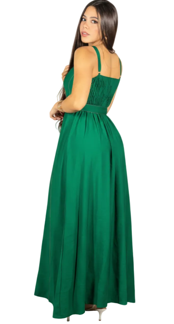 Vestido Longo Bicolor Cinto
