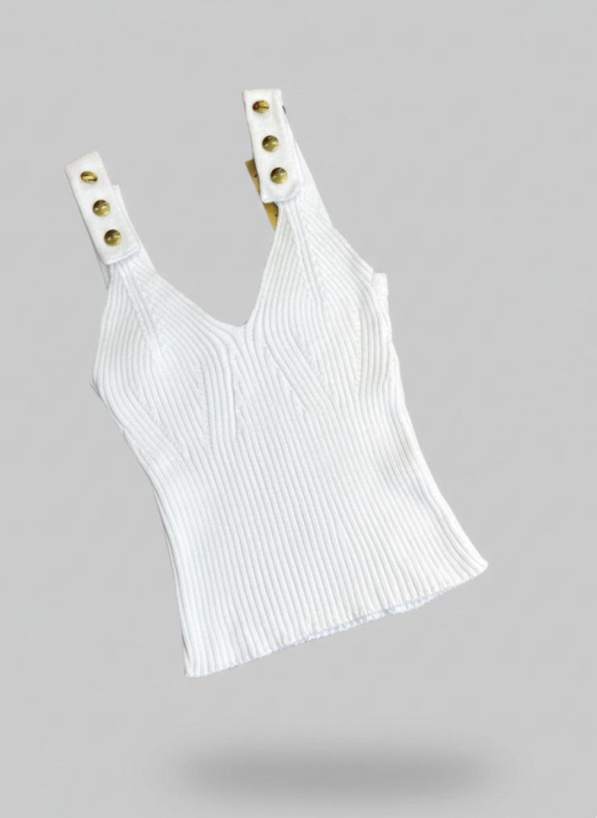 Cropped Tricot Alças Botões