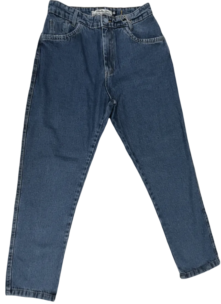 Calça Mom Replex Botão Tecido