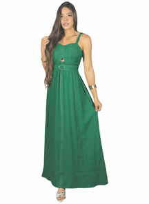 Vestido Longo Bicolor Cinto