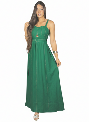 Vestido Longo Bicolor Cinto