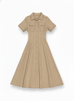 Vestido M/C Longo Botões
