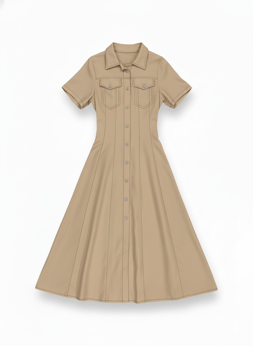 Vestido M/C Longo Botões