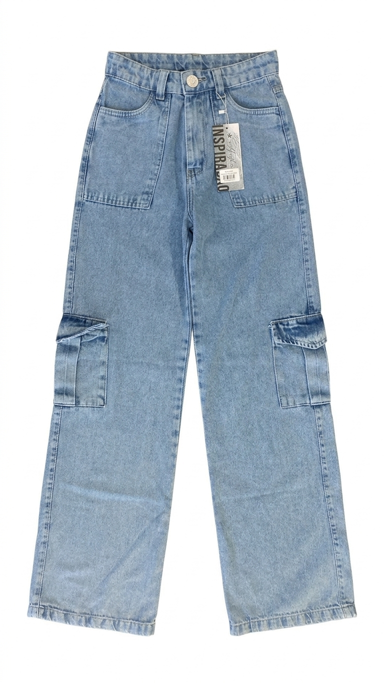 Calça Wide Leg Cargo