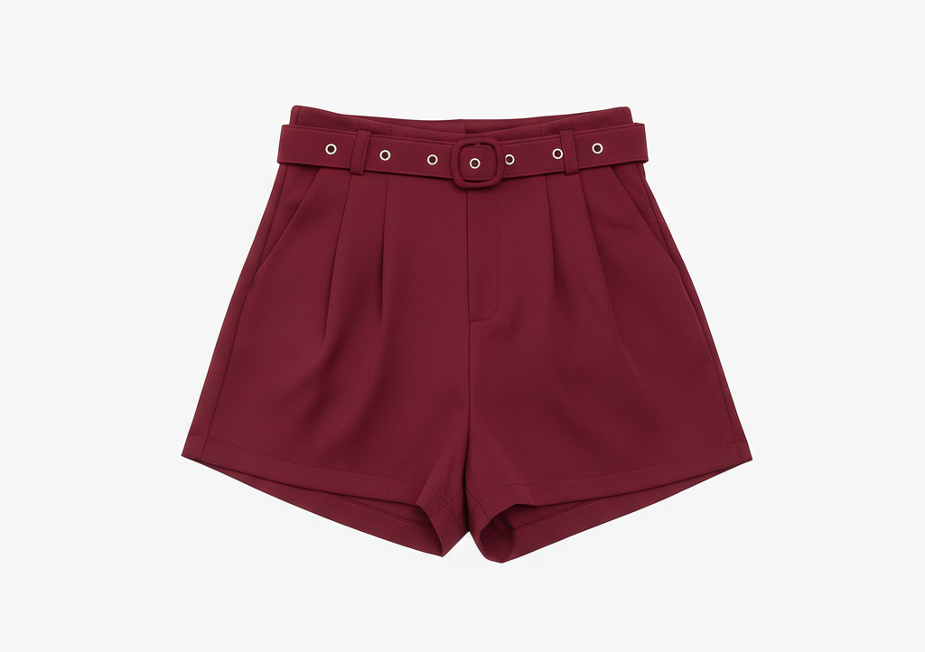 Short Alfaiataria C/Cinto Tecido Monocromático