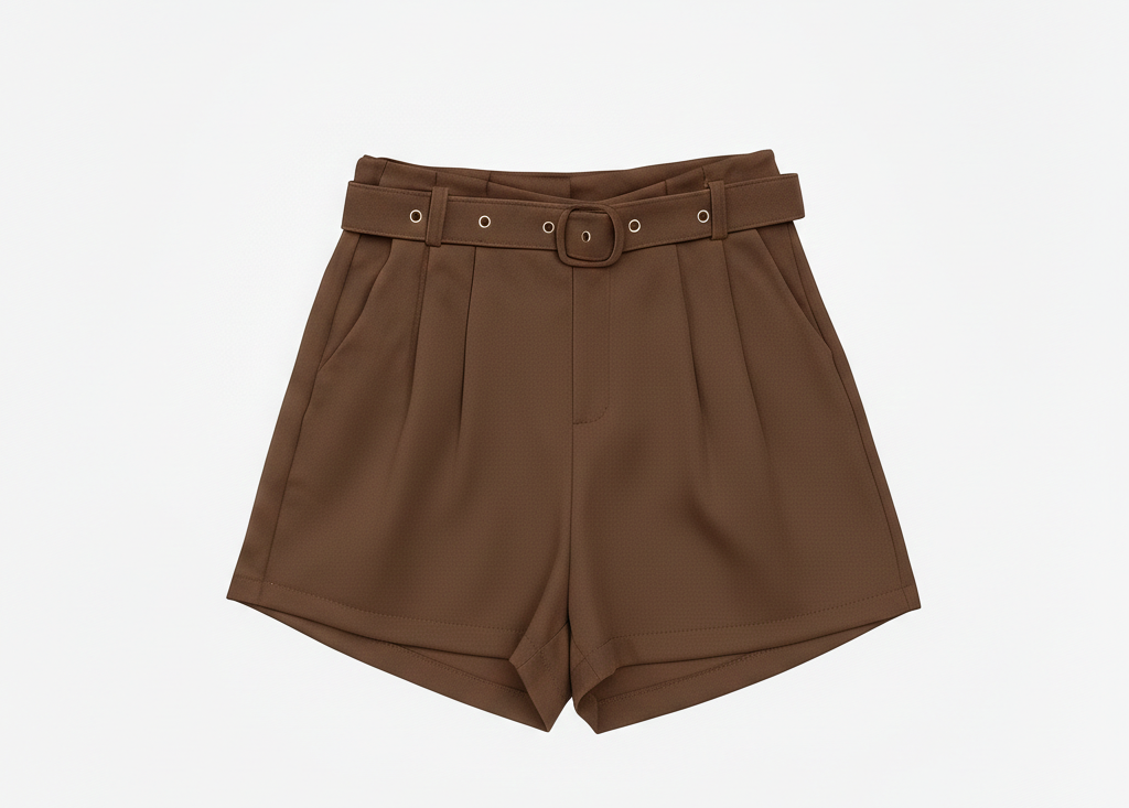 Short Alfaiataria C/Cinto Tecido Monocromático