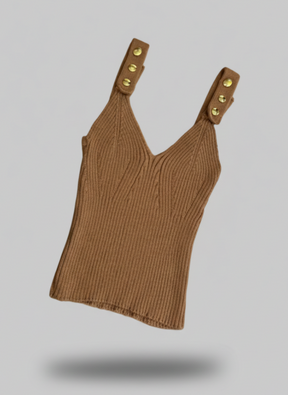 Cropped Tricot Alças Botões
