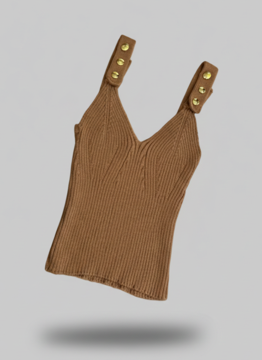 Cropped Tricot Alças Botões