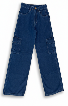Calça Wide Leg Cargo Insp Botão Dourado