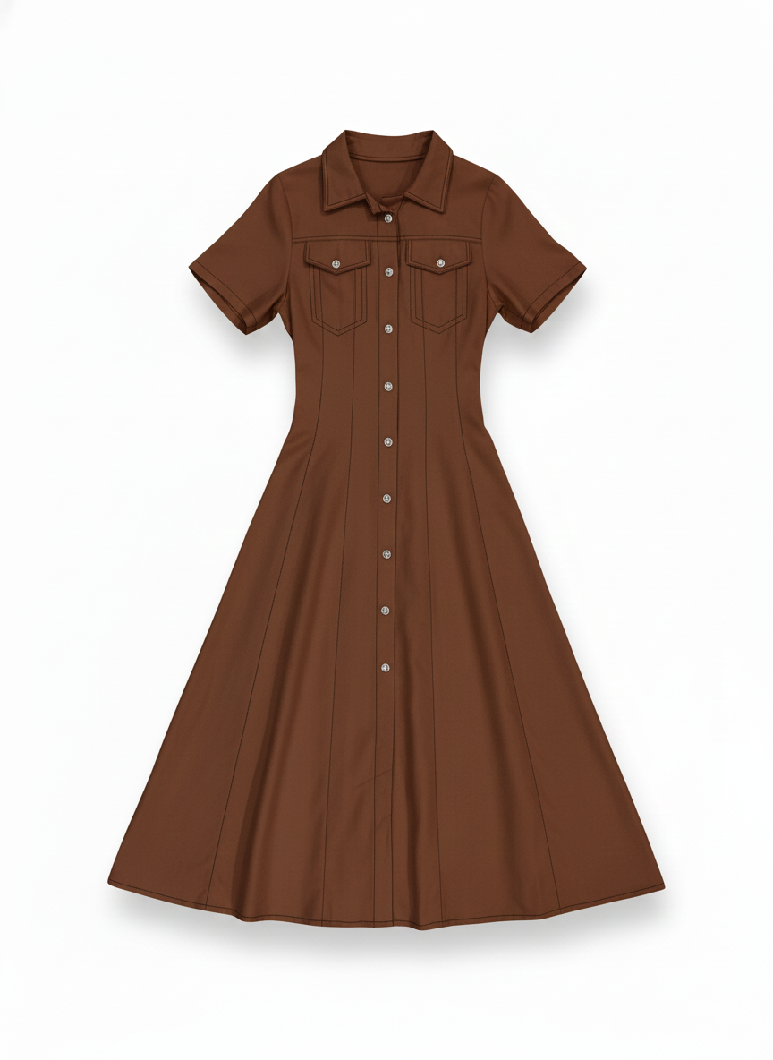 Vestido M/C Longo Botões