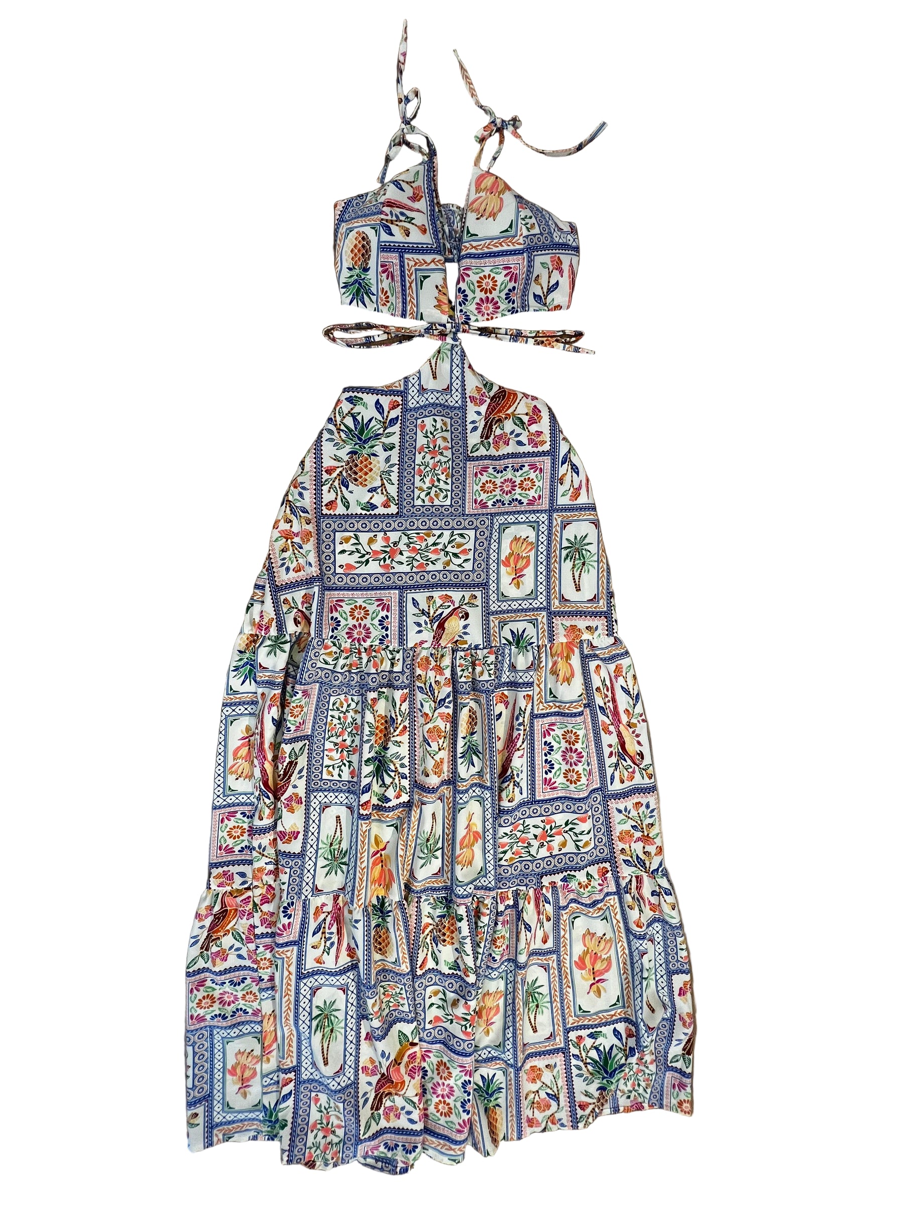 Vestido insp Farm Amarração na Cintura 9625
