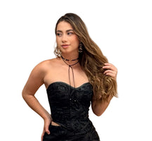 Cropped em couro laser