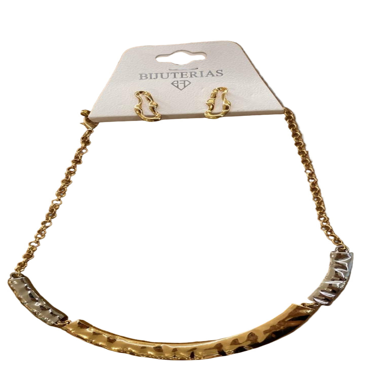 Kit Colar E Brinco Trio Bicolor 9000