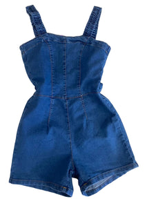 Macaquinho jeans alças